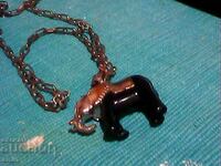 Necklace with elephant pendant made of stone, 45g