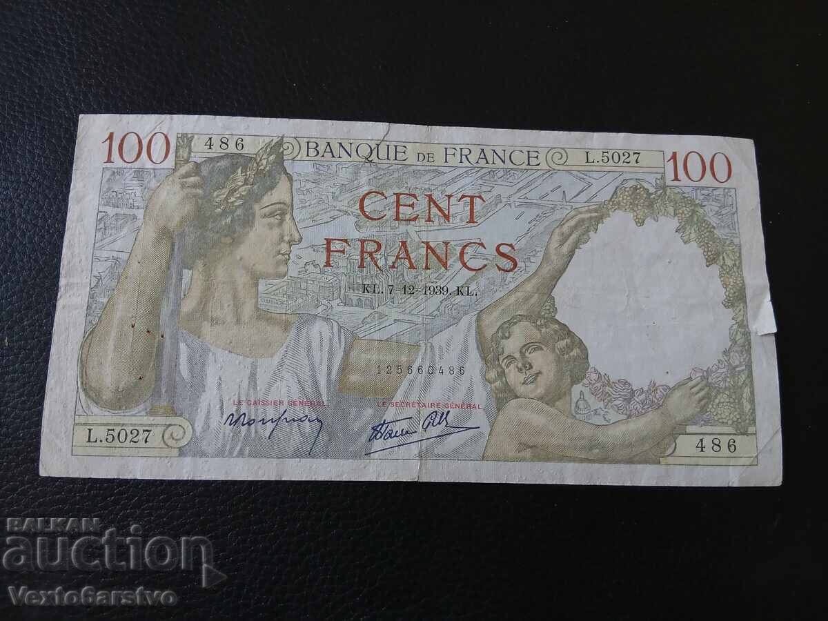 BANCNOTĂ-FRANȚA -100 franci-1939 3