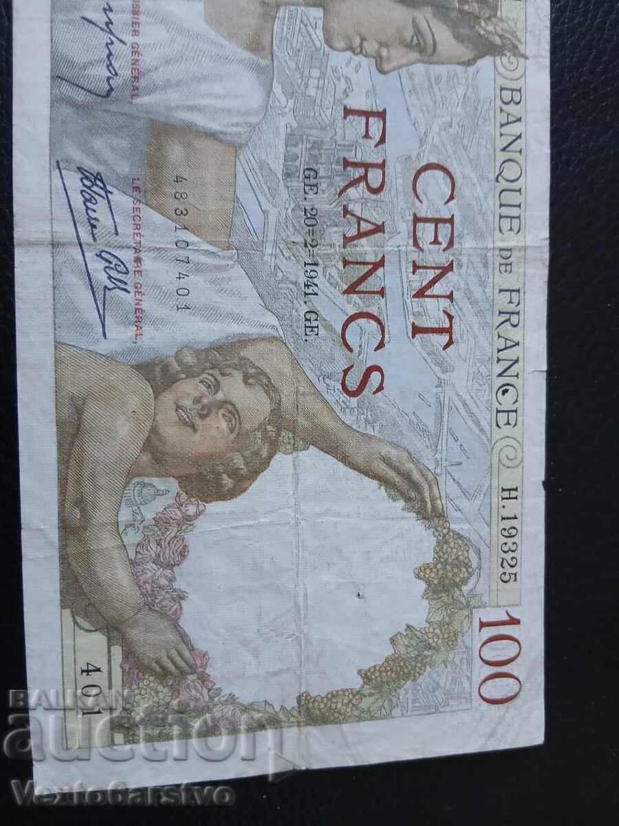 Δημοπρασία ΤΡΑΠΕΖΟΓΡΑΜΜΑΤΙΟ-ΓΑΛΛΙΑ-100 φράγκα-1941 1