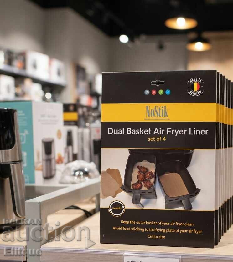 Covoraș pentru friteuză cu aer cald (Air Fryer) dublă, set 2 buc. cu câte 2 buc. NoStik, 25.6x14