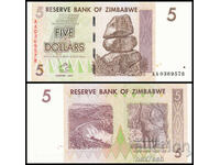 ❤️ ⭐ Zimbabwe 2007 5 dollars UNC new ⭐ ❤️