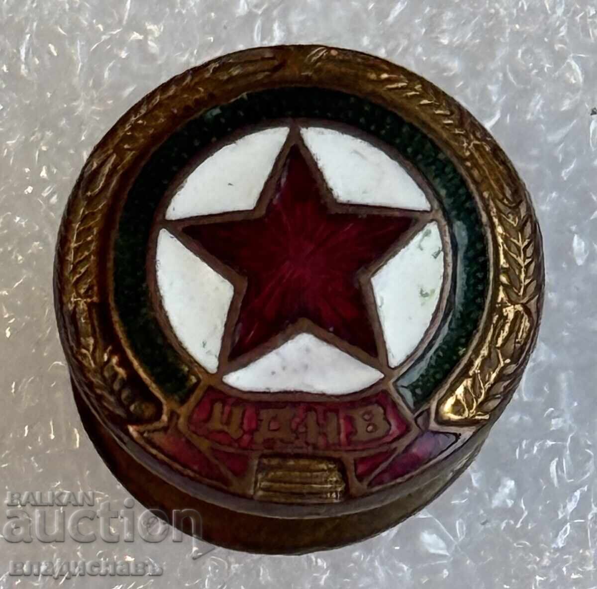 Football badge early Socialist CDNV Sofia enamel screw-back 1950