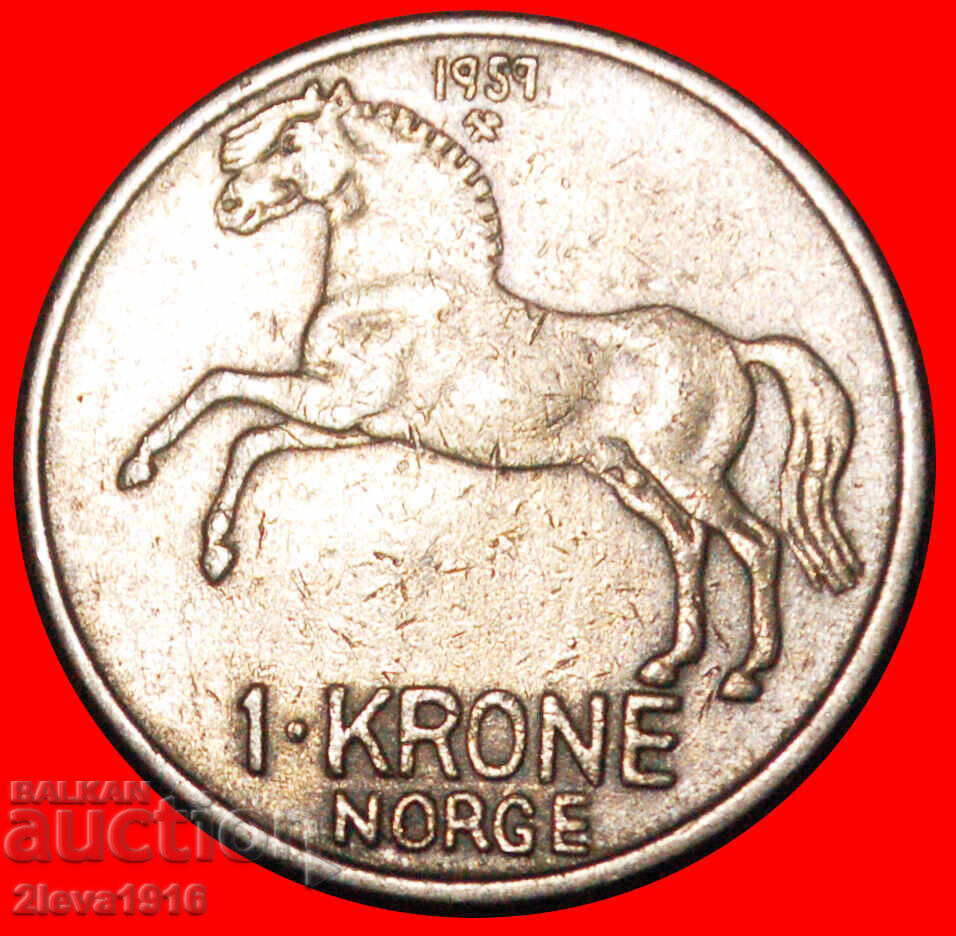 Ⰺ HORSE (1958-1973): NORWAY★ 1 CROWN 1959 UNCOMMON! DIES I A