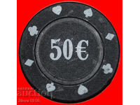 ★ LARGE DENOMINATION: UNKNOWN CASINO ★ 50 EURO POKER CHIP!