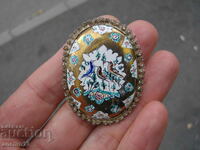OLD ENAMEL BROOCH ENAMEL WITH SILVER FILLING FILIGREE