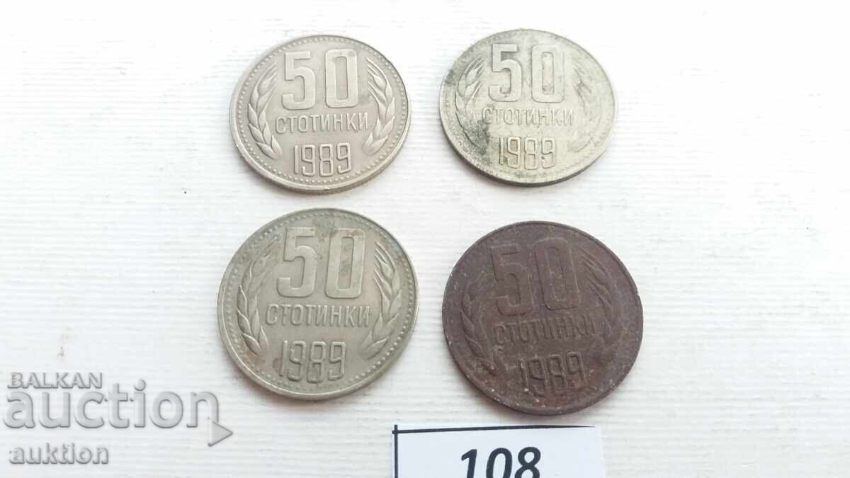 Licitație 50 stotinki 1989 - 4 bucăți