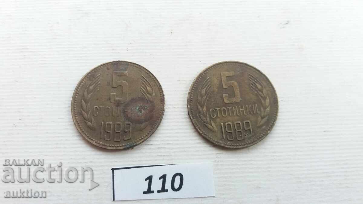 Licitație 5 stotinki 1989 - 2 bucăți