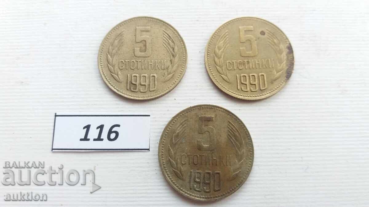 Licitație 5 stotinki 1990 - 3 bucăți
