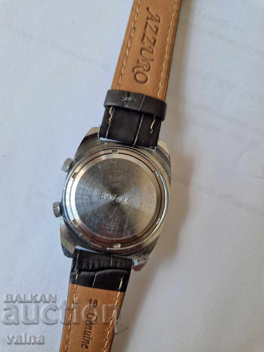 POLJOT Alarm; Poljot bell, cal. 2612.1, USSR, dark green dial! - 6