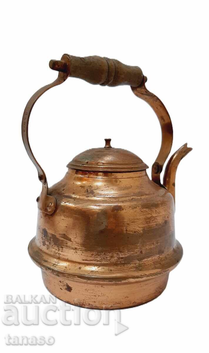 Vintage copper kettle, wooden handle - 5 Vintage copper kettle, wooden handle - 5
