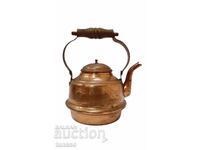 Vintage copper kettle, wooden handle