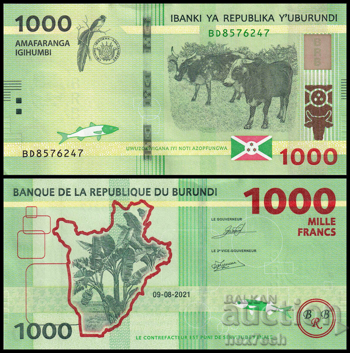 ❤️ ⭐ Μπουρούντι 2021 1000 φράγκα UNC νέο ⭐ ❤️