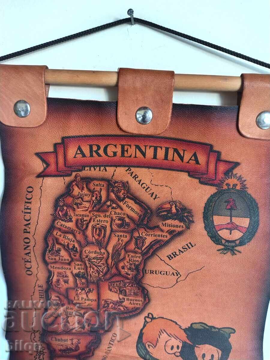 Auction  Handmade Vintage Leather Map of Argentina
