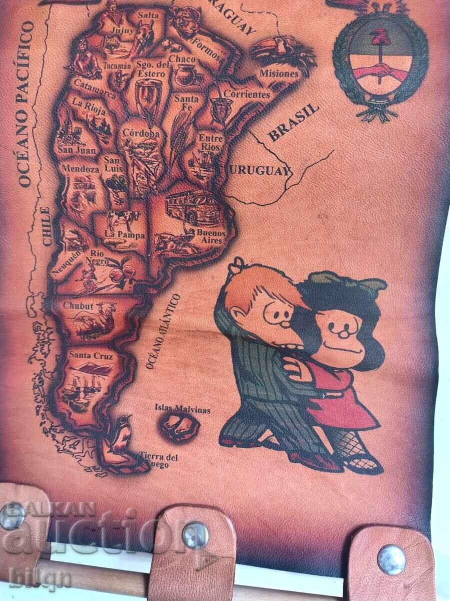Delivery of Handmade Vintage Leather Map of Argentina
