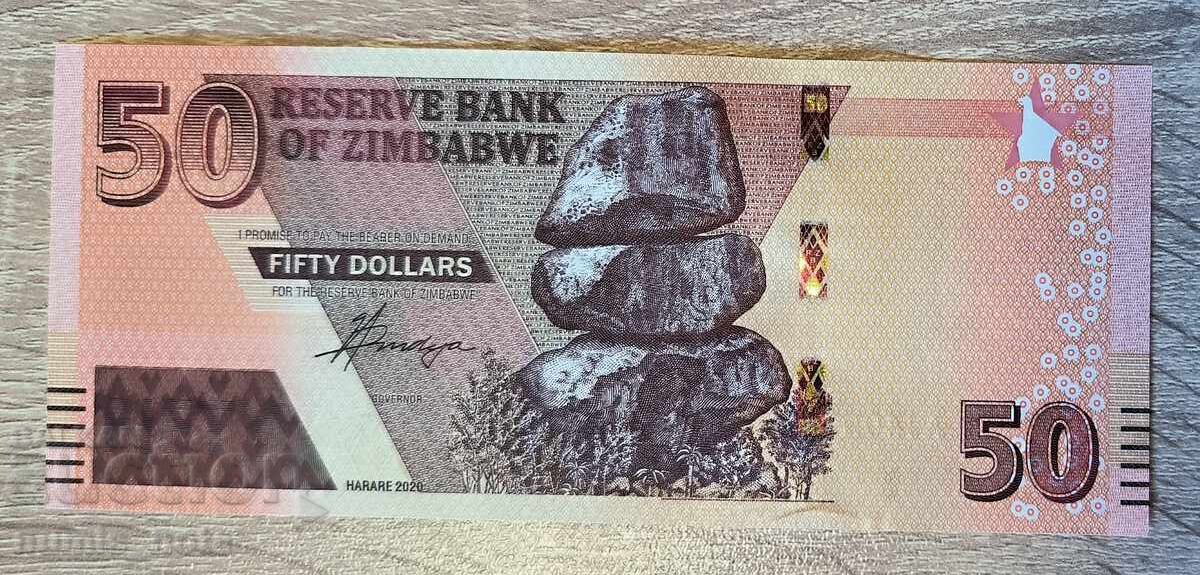 Зимбабве 50 долара 2020 г.  UNC
