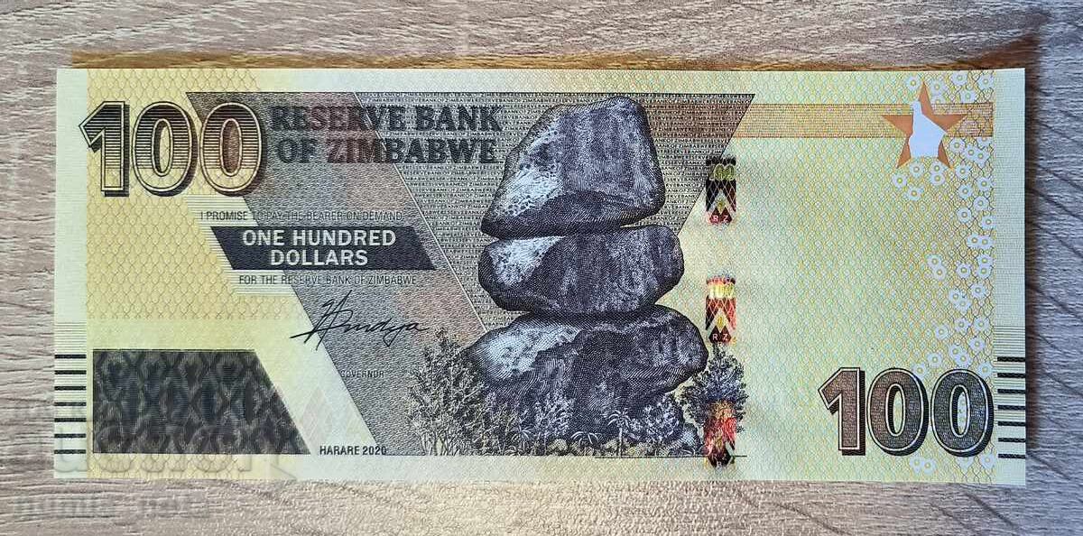 Зимбабве 100 долара 2020 г.  UNC