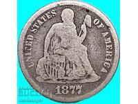 1 Dime 1877 USA Seated Liberty silver