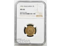 3 Cents 1951 MS66