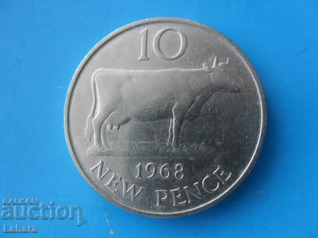 10 пенса 1968 г. Гърнси 10 пенса 1968 г. Гърнси