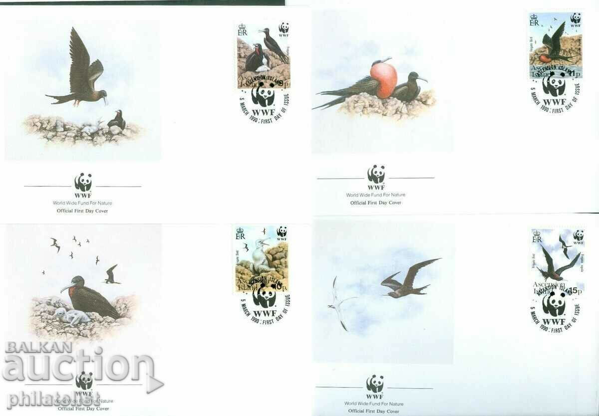 о-в Възнесение 1990 - 4 бр. FDC WWF