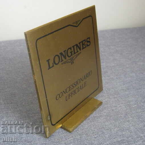 Vintage table sign advertising LONGINES watches with price 120.00 €