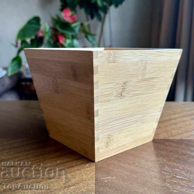 IKEA Dragan bamboo planter with waterproof insert. New!