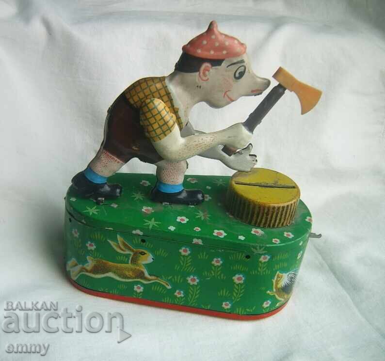 Аукцион Ламаринена играчка касичка мъж дървосекач