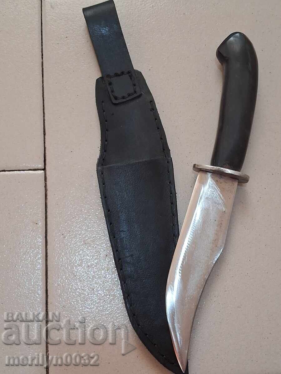 Κυνηγετικό μαχαίρι με θήκη και λαβή από κέρατο βουβαλιού με τιμή 68.96 €