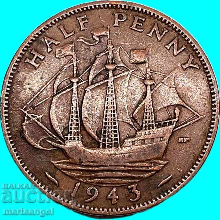 1/2 penny 1943 Marea Britanie George VI - 7