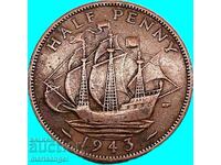 1/2 penny 1943 Marea Britanie George VI