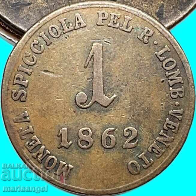 1 kreuzer 1862 1 soldo Austria for Venice-Lombardy - RARE - 5