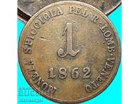 1 kreuzer 1862 1 soldo Austria for Venice-Lombardy - RARE