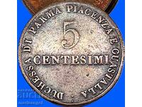 Duchy of Parma 5 Centesimi 1830 Maria Luigia 9.50g