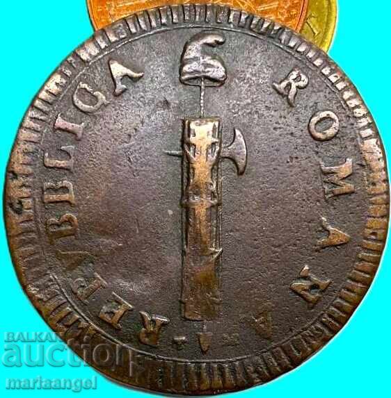 First Roman Republic 2 baiocchi 1798-1799 Vatican 35mm 19g with price 78.00 €