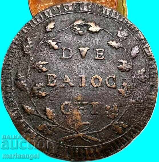 First Roman Republic 2 baiocchi 1798-1799 Vatican 35mm 19g - 7
