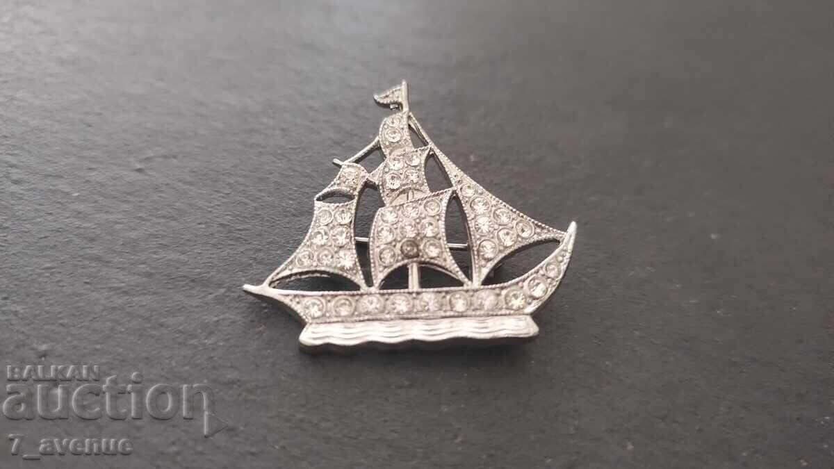 Vintage brooch, old, rare model, ship romance