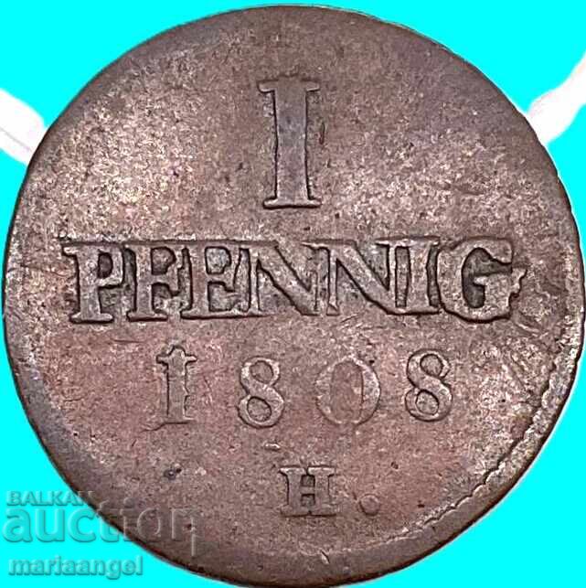 Delivery of Saxony 1 pfennig 1808 N Germany - rare