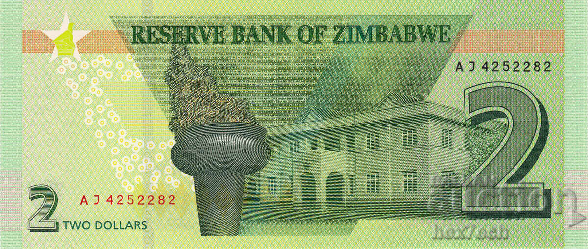 Licitație ❤️ ⭐ Zimbabwe 2019 2 dolari UNC nou ⭐ ❤️