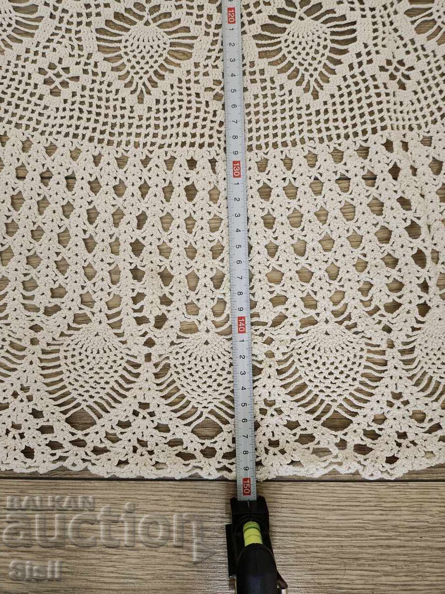 Licitație Față de masă rotundă mare croșetată (150 cm) – Vintage / Lucrată manual