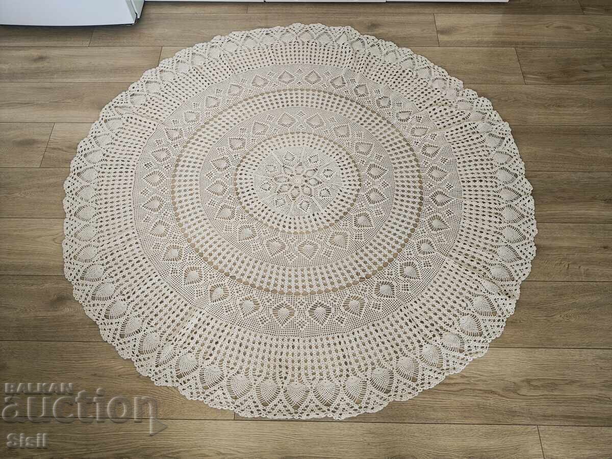 Față de masă rotundă mare croșetată (150 cm) – Vintage / Lucrată manual