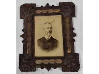 OVER 100-YEAR-OLD OLD PHOTO WITH FRAME FROM THE PERIOD MAN CARDBOARD