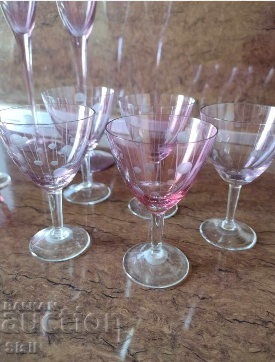 Винтидж лот от цветни стъклени чаши / Vintage Coloured Glass с цена 35.00 €