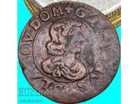 Franța double tournois 1641 3 crini Gaston d'Orléans