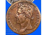 5 cenți 1825 Franța colonii Carol X 26mm