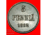 ⰊTYPE 1888-1892:FINLAND (russia, USSR)★5 PENCE 1892 RARE!