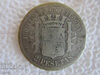 ❗❗БЗЦ❌❌❌Испания/2 пезети 1870/сребро 0.835, РЯДКА❌❌❌БЗЦ❗❗