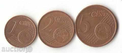 Германия  Лот  1,2 и 5  евроцента  2002 г. J