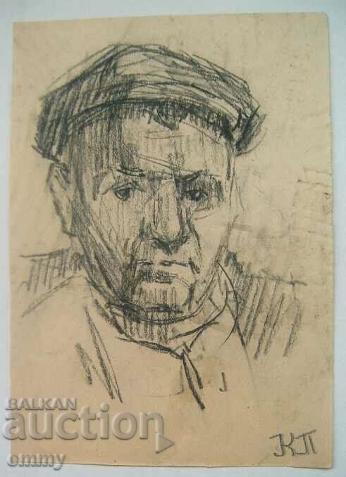 Стара рисунка молив - мъж,портрет