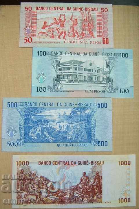 Selling banknotes set 4 pieces Guinea-Bissau 1990 with price 32.00 BGN | € 16.36