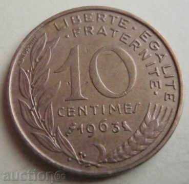 Франция-10 сантима-1963г.